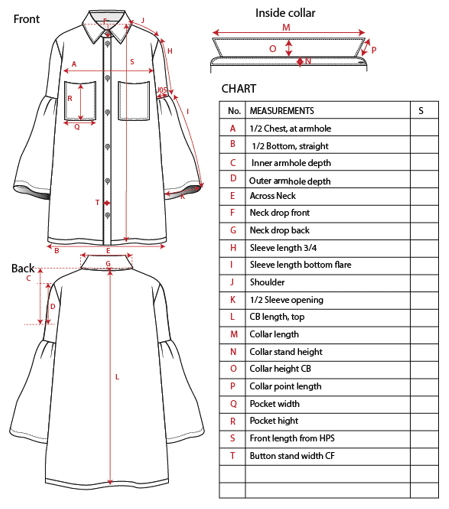 Point of Measurement Diagram for Garment