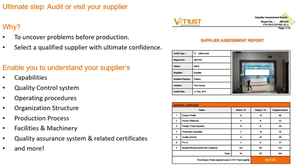Audit the Supplier by V-Trust Inspection Company